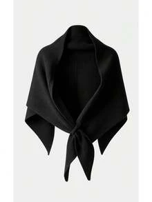 1pc Women's Solid Color Triangular Knit Shawl, Loose Fit, Warm, Elegant Style, Suitable For Outdoor Travel In Autumn/Winter And Snowy Season For Dress - Multicolor - View 7