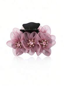 1pc Bohemian Style Elegant Rhinestone Flower Hair Clip, Suitable For Daily Wear And Parties Fashion Hair Accessories Beach Claw Clips Summer Beach Hair Claw Vacay Hair Clips - Multicolor - View 11