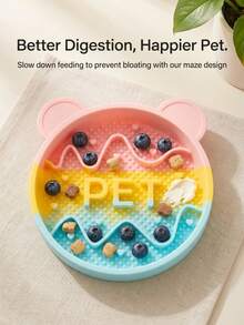 Bear Shape Slow Feeder Dog Bowl, Anti-Slip Suction Cup, Silicone Slow Eating Bowl For Small Dogs & Cats, Anti-Choking Pet Food Water Bowl - 400 - View 4