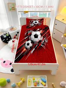 Bộ ga giường bo chun 2/3 món họa tiết động vật bóng đá màu đỏ cho mọi mùa, size Twin/Full/Queen, 100% polyester, giặt máy được - Nhiều màu - Xem 15