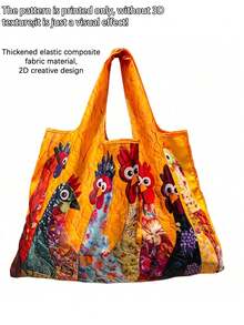 1pc Women's Tote Bag, 2D Creative Animal Pattern Design, Large Capacity, Minimalist Style, Versatile For Commuting, Travel, Shopping, Convenient Open-Close Design, Multi-Functional, Suitable For Various Occasions, Classic And Easy To Clean, Easily Matched - Multicolor - View 15
