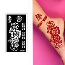 12PCS Modern Designs Mehndi Mini TattooIcon Pattern Finger Temporary Body Art Tattoo Stickers For Ramadan - Black and White - View 4