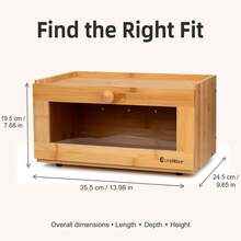 Bamboo Bread Box With Metal Lid Or Viewing Window, Countertop Bread Storage Bin, 14 Designs In Black, White, Oat, Beige And Natural Wood - Ginger - View 5