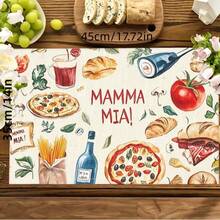 1pc/4pcs/6pcs/12pcs, Home Decor, Pizza Pattern Printed Polyester Material Placemats, Suitable For Dining Table, All-Season Decoration, Room Decor, Table Mat, Coaster, Kitchen Dining Table Placemat, Indoor/Outdoor Party Decoration, Home Decor, Ideal Gift - Multicolor - View 7