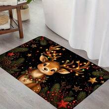 1pc Christmas Atmosphere Deer Entrance Door Mat, Non-Slip Machine Washable Easy Clean Polyester Carpet, Suitable For Home And Outdoor Decoration, Entryway, Bedroom, Balcony, Gift Home Decor - B - View 5