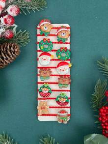 12/24/36pcs Random Christmas Series Kids High Elasticity Hair Ties, 3D Cartoon Pattern, Holiday Dress Up Girls Hair Accessories - Multicolor - View 3