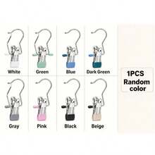 1/10PCS Premium Stainless Steel Clothes Clips, Stainless Steel Pegs, Trouser Hanger Clips With Hooks, Rust-Proof And Space-Saving Clips, Portable Decorative Clips, Room Decor, Hangers, Trouser Hangers, Wardrobe Organization And Storage. - Multicolor - View 10