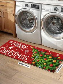 1/2pcs Christmas Kitchen Decor Rug, Christmas Tree Pattern Design Winter Kitchen Carpet And Mat, Non-Slip Washable Absorbent Kitchen Accessories Decorative Mat, Christmas Holiday Gift! - Multicolor - View 10