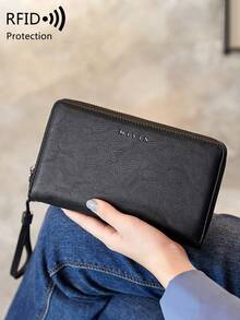 FOREVER MIYIN Women's RFID Anti-Theft Zipper Long Wallet, Vintage Clutch, With Wrist Strap And Pen Slot, ID Window, Coin Pocket, Multiple Card Slots, Suitable For Daily Use - Multicolor - View 8
