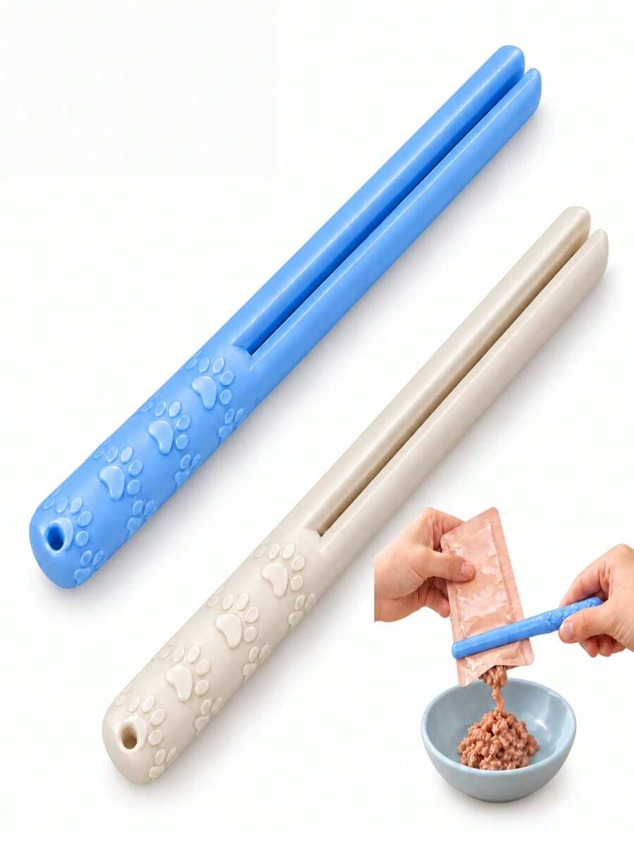 2pcs Pet Wet Food Squeezer, Paw Print Handle, Cat Treat Tube Squeezer ...