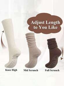 1/3 Pairs Stacked Yoga Socks, Non-Slip Silicone Bottom Pilates Mid-Calf Socks, Non-Slip Yoga Socks - Multicolor - View 2
