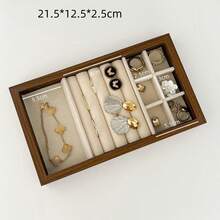 6/1pc Wooden Jewelry Tray Storage Box, Drawer Organizer, Jewelry Drawer Liner Container Display Box, For Storing Earrings, Necklaces, Rings, Bracelets, With Removable Dividers, Suitable As Gift For Women, For Storage Organization And Travel Essentials, Back To School Season - Multicolor - View 10