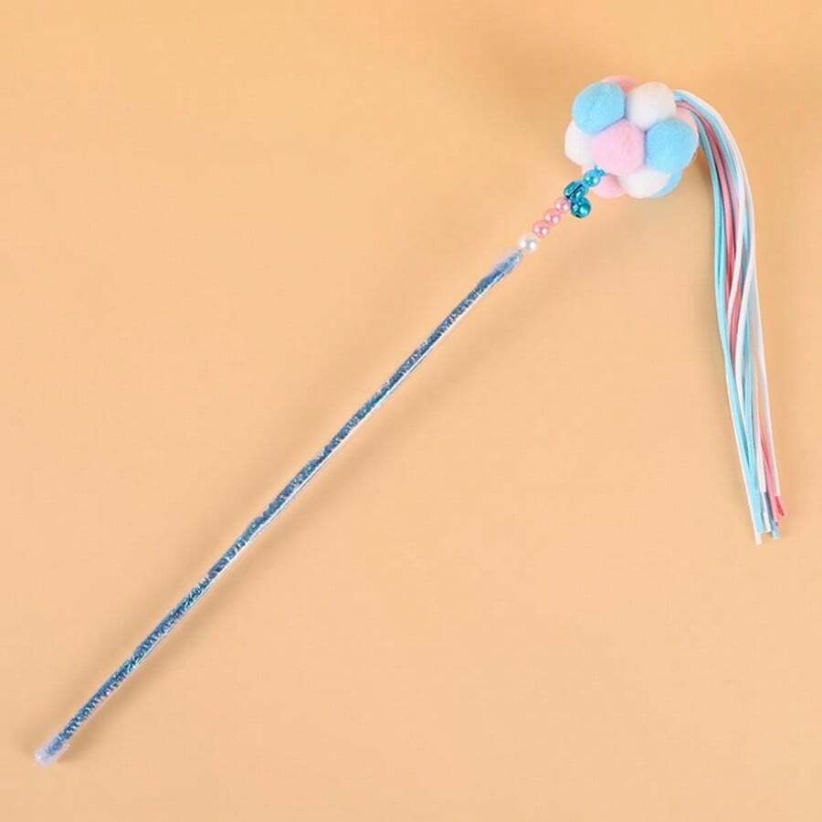Cat Teaser Wand With Bell And Tassel, Fairy Pet Cat Toy Supplies, Pet Supplies - Blue - View 1