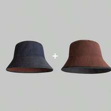 Japanese Style Reversible Denim Bucket Hat For Women, Spring/Summer, Face-Slimming, Versatile Sun Protection Bucket Hat - Multicolor - View 6