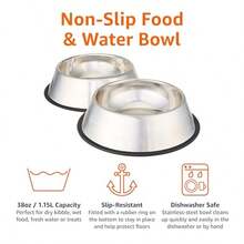 Stainless Steel Pet Bowl With Non-Slip Rubber Ring On The Bottom. Rust-Proof And Easy-To-Clean, Suitable For Feeding Cats And Dogs. - 946ml - View 8