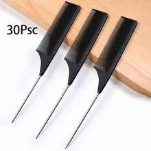 3/10/20/30pcs Metal Tail Comb Set, Black Fine Tooth Hair Combs For Parting, Teasing, Styling And Daily Grooming, Suitable For Home And Salon Use - Black - View 11