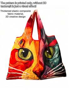 1pc Women's Tote Bag, 2D Creative Animal Pattern Design, Large Capacity, Minimalist Style, Versatile For Commuting, Travel, Shopping, Convenient Open-Close Design, Multi-Functional, Suitable For Various Occasions, Classic And Easy To Clean, Easily Matched - Multicolor - View 20