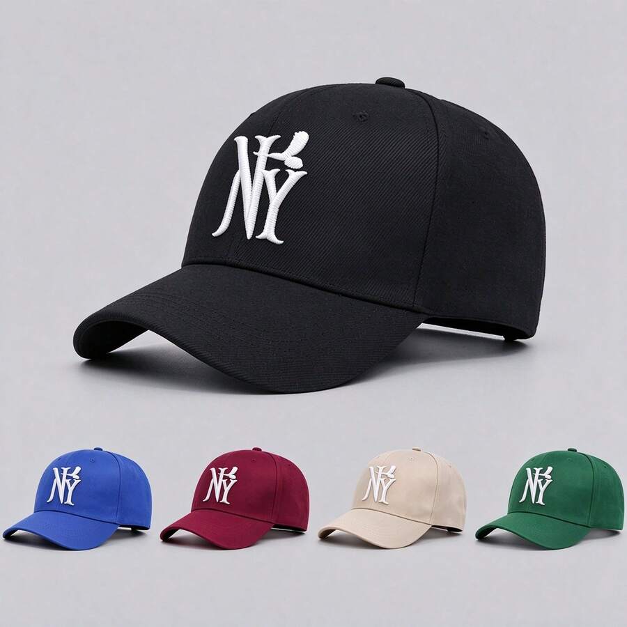 1 Pc Men's Gothic Letter NY Embroidered Fashion Baseball Cap, Adjustable Design, Suitable For Outdoor Activities, Travel, And Running