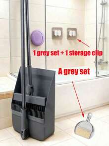 3-In-1 Broom And Dustpan Set/Portable Cleaning Kit – Features An Integrated Storage Design With A Built-In Mechanism To Remove Hair/Debris From Broom Bristles Without Using Hands. Suitable For Home, Office And Kitchen Cleaning. - Triple - View 8