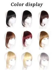Women's Dark Brown Synthetic Clip-In Bangs, Lightly Trimmed Wispy Fringe With Sideburns, Natural Look, Suitable For Daily And Party Wear - Multicolor - View 2