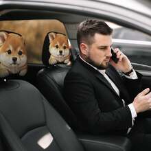 2pcs Cute Dog Car Headrest Covers | Durable Polyester, Easy To Install And Clean, Perfect For Daily Commute And Road Trips, Ideal Car Decoration, Also Suitable For Christmas Decor. - 2pcs - View 10