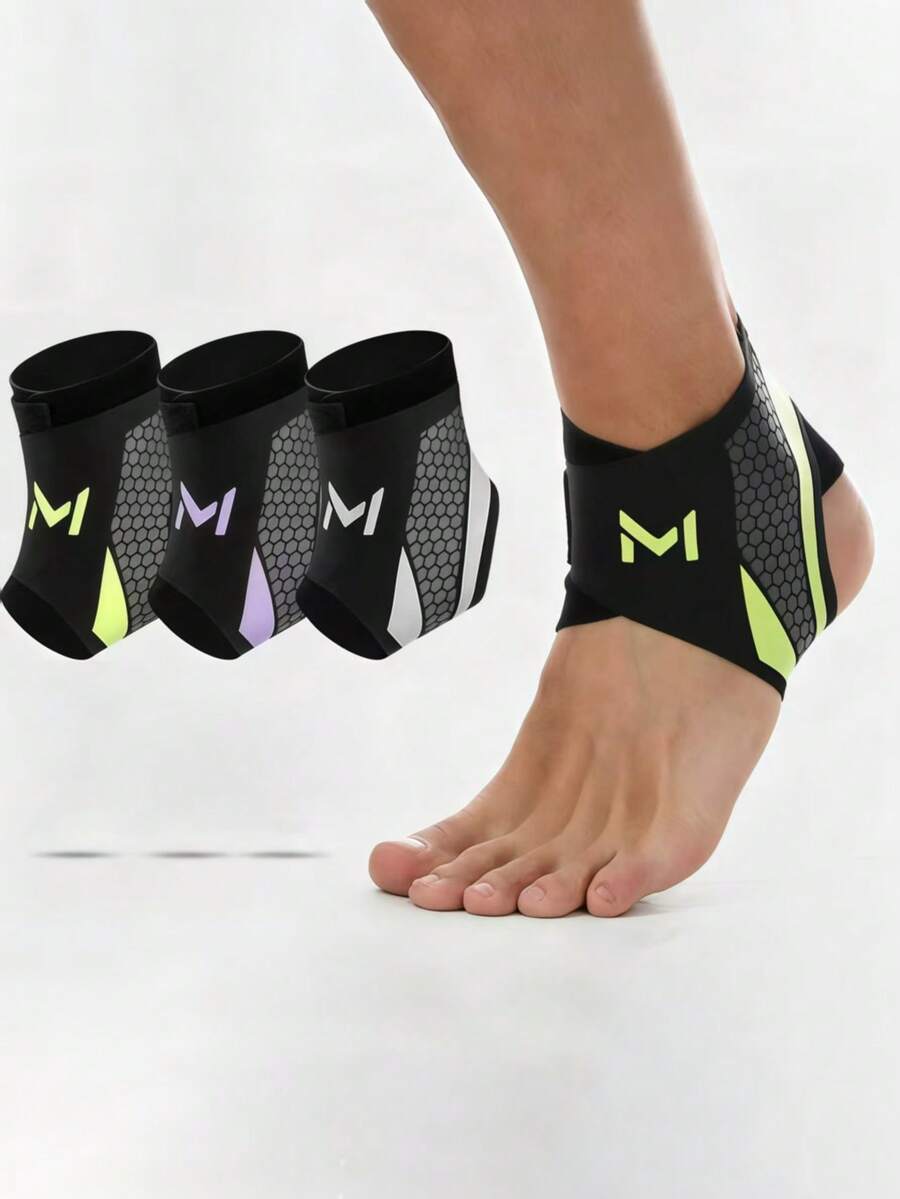 Sports Ankle Support Brace, Suitable For Basketball, Football, Volleyball And Fitness, Unisex, Shock-Absorbing To Reduce Foot Fatigue, With Hook And Loop Heel Support, Wrap-Around Compression Design, Adjustable Ankle Joint Support - Multicolor - View 1