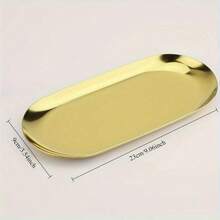 6pcs/3pcs/1pc Oval Metal Jewelry Tray - Multi-Functional Stainless Steel Cosmetic Storage Box, Jewelry Organizer, Fragrance And Makeup Rack, Elegant Sponge Soap Bathroom Accessory, Home Decor, Bathroom Accessory Storage Box, Fashion Decorative Tray For Vanity Display, Aromatherapy Candle Holder Tray - Multicolor - View 8