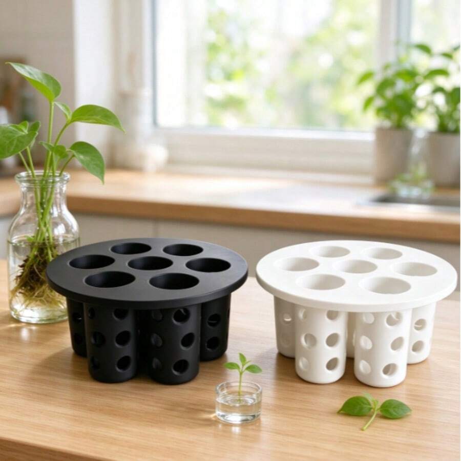 2pcs Hydroponic Garlic & Onion Molds, 3D Printed Plant Growing Kit, Essential DIY Gardening Tool For Kitchen & Balcony, Slouchy Indoor Planting, Home Gardening Hydroponic System Accessory, White, 6 Holes - Multiple Specifications - View 1