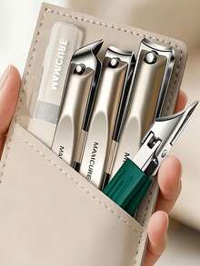 1 Set Professional Stainless Steel Thick Hard Nail Care Kit, With Effort-Saving Nail Clippers, Wide Opening Angled Toenail Clippers, Suitable For Thick Nails And Inward-Curving Nails, For Toenail And Foot Care - Multicolor - View 2