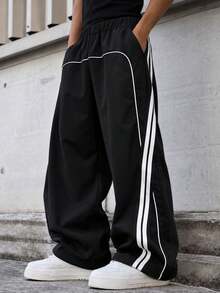 1pc Casual Wide Leg Pants For Teenage Boys, Versatile Daily Wear, Street Style, Commuting, Outdoor - Black - View 7