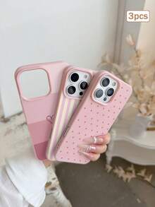 3件組條紋印花 TPU 防震全包覆精準保護殼，適用於 Apple 11/12/13/14/15/16/16Pro/16ProMax/17/17pro/17ProMax/18pro 18ProMax - 彩色 - 查看 5
