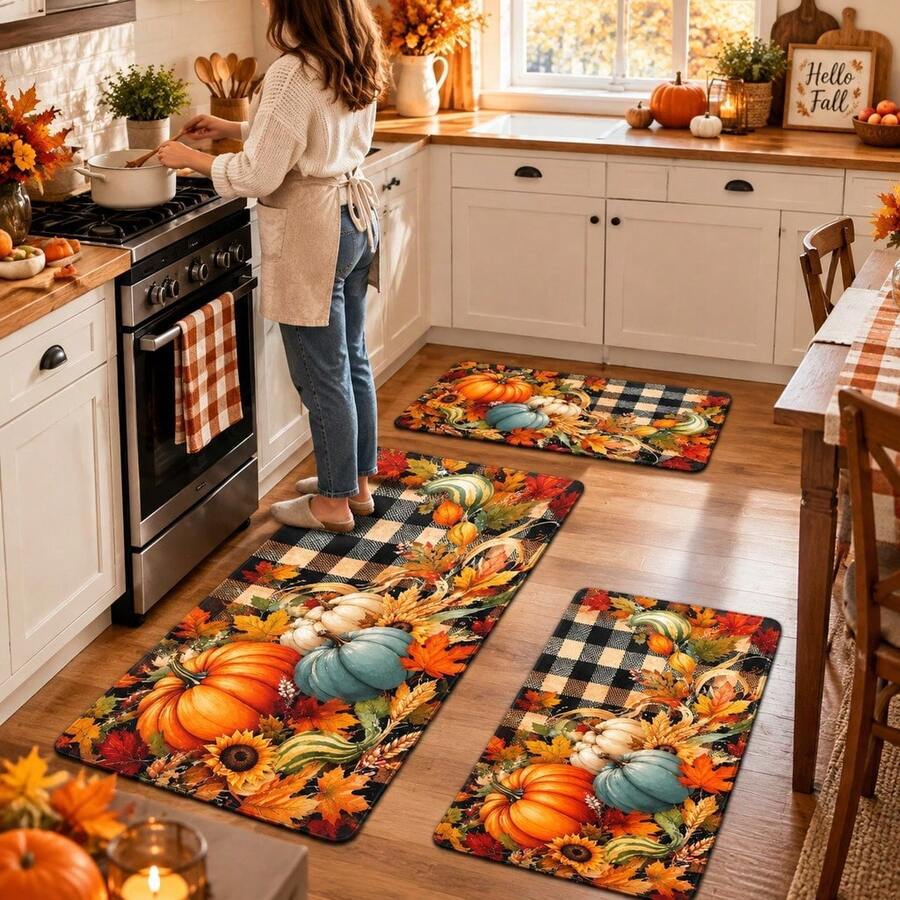 Alfombrilla protectora para estufa con diseño de calabaza y hojas de arce, para el otoño. Resistente al calor, al desgaste y a las manchas. Perfecta para encimeras de cocina, estufas de gas, cocinas de inducción, hornos, encimera de lavadora y secadora. Fácil de limpiar. - Estilo 19 - Ver 1