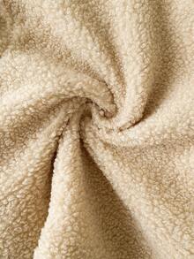 Autumn/Winter Baby Girl Cute Lamb Fleece Jacket With Contrast Black Trim Leopard Print Pocket Plush Coat - Camel - View 4