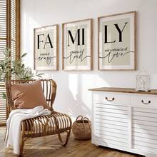 3pcs Unframed Family Quote Wall Art Prints, A Little Bit Of Crazy Typography Posters, Neutral Wall Decor For Living Room, Bedroom, Hallway & Gallery Wall - A - View 4