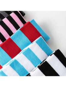 Yellow Black & Purple Black Striped Thigh High Socks For Cosplay Women, Cozy - Multicolor - View 3