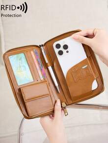 FOREVER MIYIN RFID Blocking Travel Passport Holder Wallet, Zip Wrist Strap, Phone Pocket Pen Slot Multi Card SD Slots, Large Capacity, Coin Pocket, Travel Essential - Multicolor - View 4