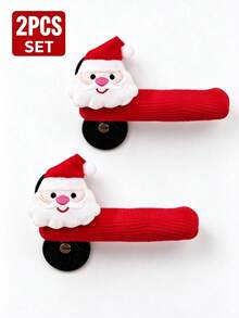 2pcs/Set Christmas Door Handle Covers Detachable Decorations - Santa Claus Shape Door Decorations Suitable For Indoor Holiday Party Decorations, For Doors, Door Knobs - Door Handle Cover - View 6