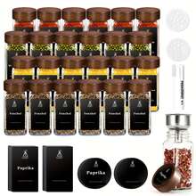 SAEIV Quadratic Spice Jars Set with Lids 12 24 or 35 Pieces 120 ml Per Jar Includes Spice Labels Funnel Cleaning Brush and Sieve - Übersicht 13