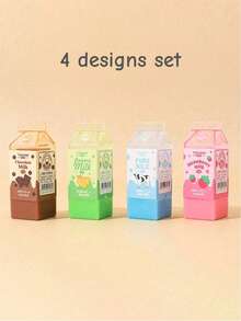 1/2/4/24pcs Milk Erasers, Mini Banana Chocolate Milk Carton Shaped, Low Dust PVC Material, For Pencil Cleaning, Suitable For Back To School Students, Graduation Season, Office - Multicolor - View 13
