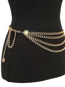 Alloy Multi-Layer Exaggerated Queen Head Waist Chain - Gold - View 6