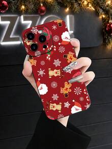 1pc 2D Allover Print Christmas Full Pattern, Popular Creative Premium Design, Waterproof Durable Dust-Proof Fashion Minimalist With Camera Protection Black Matte Soft Touch Full Coverage Protective Phone Case, Compatible With: 18Pro Max/ 17Pro Max Phone Case/18Pro/17/17Pro/,16promax,16/15/14/13/12/11,7/8,XR/XS,All Generations Plus/Pro/Pro Max Series; Galaxy - Black - View 3