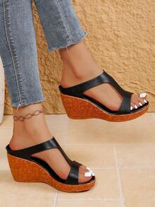 Women's Criss-Cross Wedge Heel Sandals, Suitable For Beach, Party, Vacation In Summer - Black - View 11