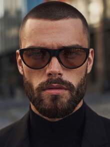 1 Pair Men's American Aviator Premium Driving Sun Protection Fashion Glasses - Glossy Black Tea - View 1