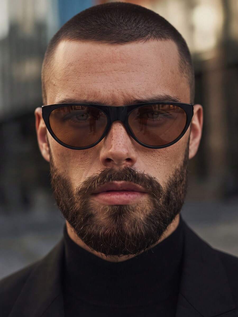 1 Pair Men's American Aviator Premium Driving Sun Protection Fashion Glasses - Glossy Black Tea - View 1