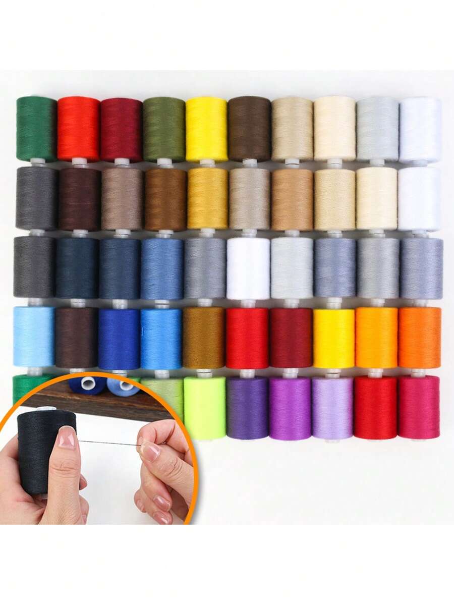 910m*6 Rollos/Set Hilo para Coser a Mano 402 Hilo de Poliéster Colorido Juego de Hilo para Coser a Mano DIY para Uso Doméstico - 910 metros * 6 rollos/juego de cables - Ver 1