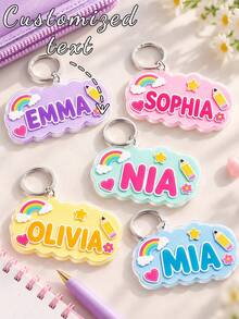 2D Flat Custom Cloud Acrylic Keychain Personalized Name Charm Cute Pendant For Backpack School Bag Handbag Luggage Back To School Holiday Party Gift - Multicolor - View 1