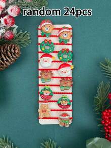12/24/36pcs Random Christmas Series Kids High Elasticity Hair Ties, 3D Cartoon Pattern, Holiday Dress Up Girls Hair Accessories - Multicolor - View 10