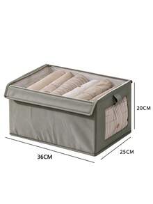 Large Storage Basket, Durable Fabric Wardrobe Storage Box With Transparent Window, Foldable With Lid, Suitable For Home Storage, Household Essentials Organization, Folding Storage Box, Clothes Storage Box, Storage Container - Grey - View 10
