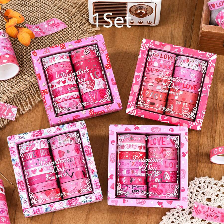 1 Set Valentine's Day Washi Tape Set Creative Gold Foil Heart Element Planner Decoration Collage - Multicolor - View 1