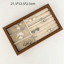 6/1pc Wooden Jewelry Tray Storage Box, Drawer Organizer, Jewelry Drawer Liner Container Display Box, For Storing Earrings, Necklaces, Rings, Bracelets, With Removable Dividers, Suitable As Gift For Women, For Storage Organization And Travel Essentials, Back To School Season - Multicolor - View 4